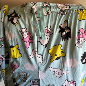 Cute Hello Kitty and Friends Print Pajama Pants- Blue